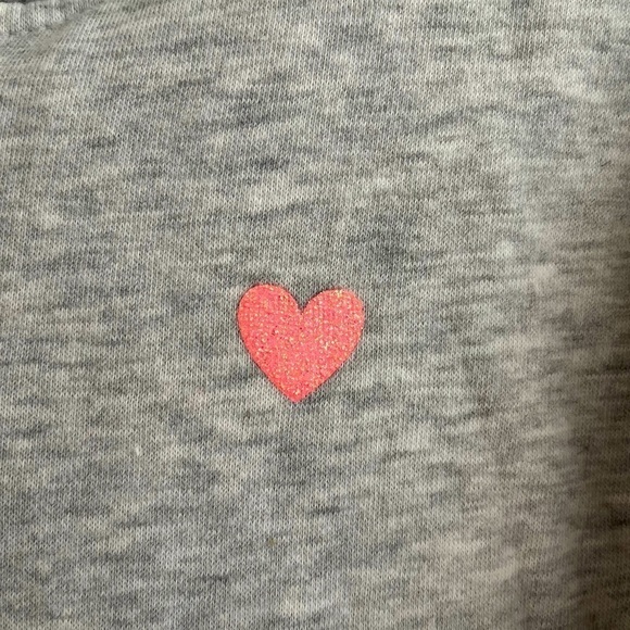 George Pink Heart Heather Grey Zip Up Hoodie Size Large (10-12) - Picture 5 of 15